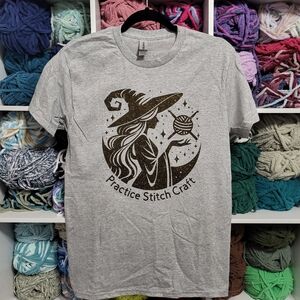 Gray Graphic Tee - Practice Stitch Craft